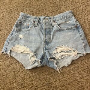 Levi's 501 denim shorts light washed.